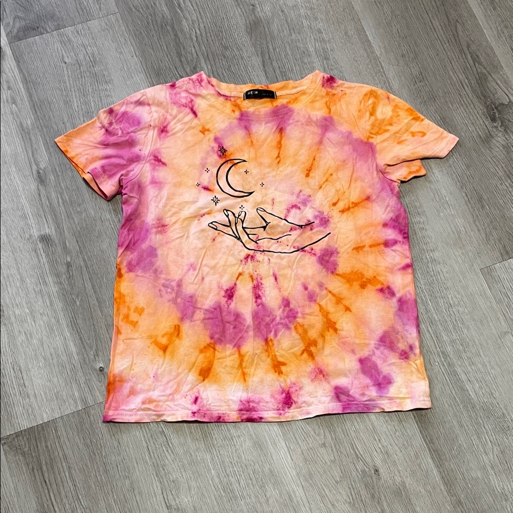 SHEIN Orange and Pink Tie-Dye Kids Tee
